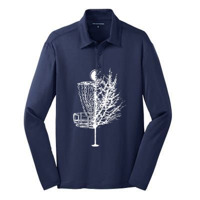 Disc Golf Basket Tree Shirts Funny Silk Touch Performance Long Sleeve Polo