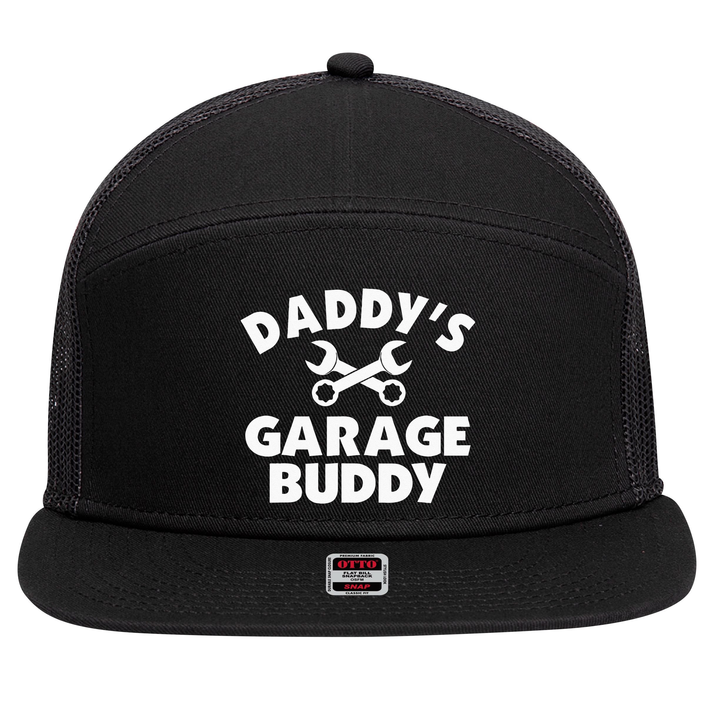 Daddy's Garage Buddy Funny Car Mechanic 7 Panel Mesh Trucker Snapback Hat