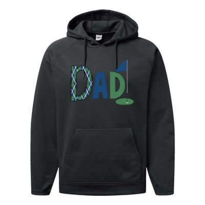 Dad Golf Birthday Boy Family Matching Golf Birthday Performance Fleece Hoodie