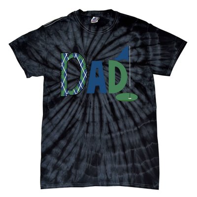 Dad Golf Birthday Boy Family Matching Golf Birthday Tie-Dye T-Shirt