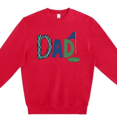 Dad Golf Birthday Boy Family Matching Golf Birthday Premium Crewneck Sweatshirt