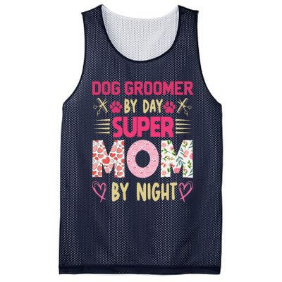 Dog Groomer By Day Super Moms By Night Mesh Reversible Basketball Jersey Tank