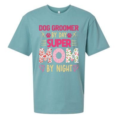 Dog Groomer By Day Super Moms By Night Sueded Cloud Jersey T-Shirt