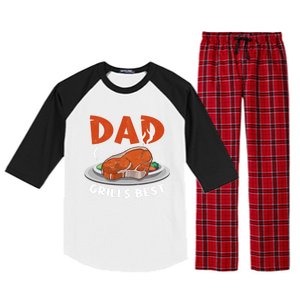 Dad Grills Best Steak Grilling Barbecue Fathers Day Bbq Gift Raglan Sleeve Pajama Set