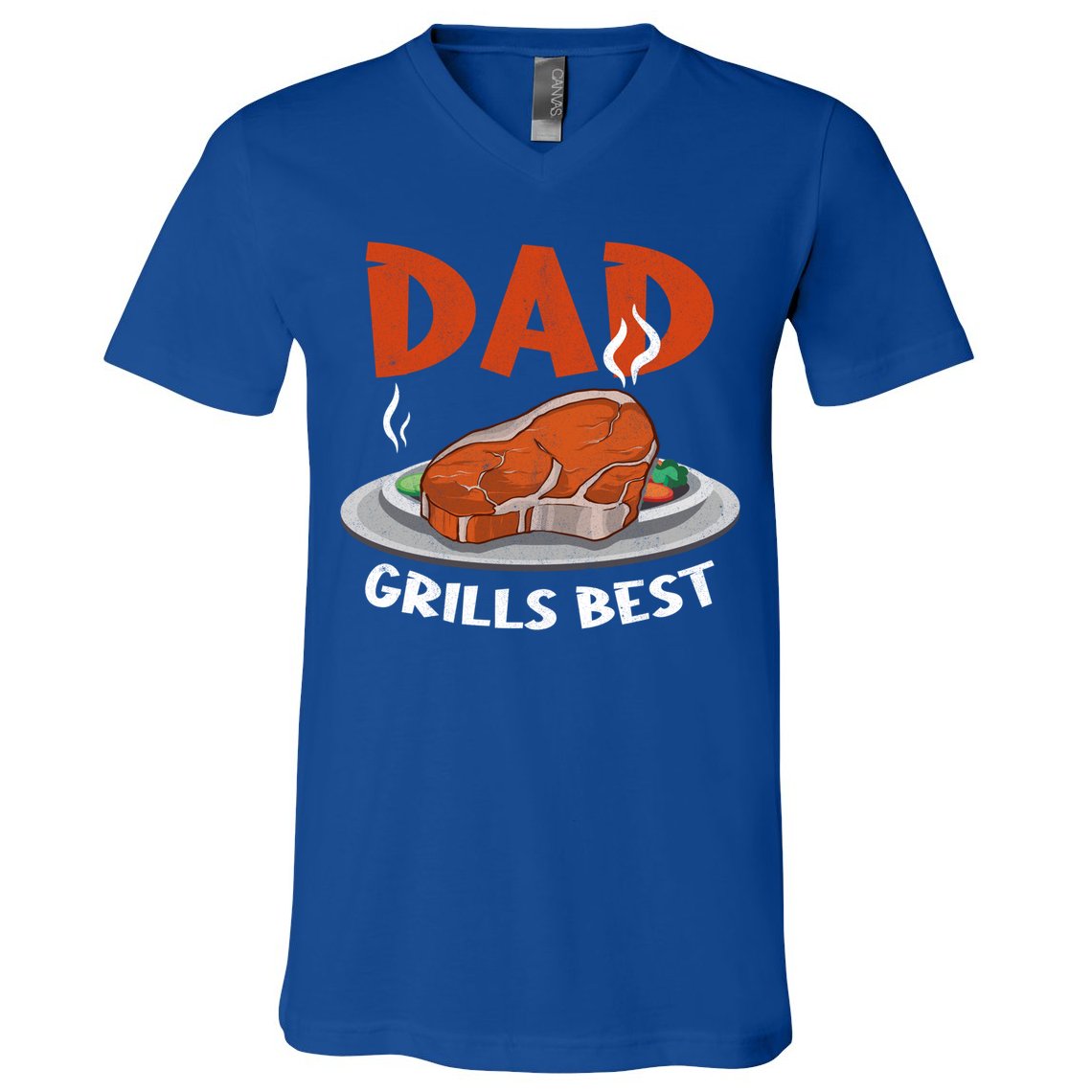 Dad Grills Best Steak Grilling Barbecue Fathers Day Bbq Gift V-Neck T-Shirt