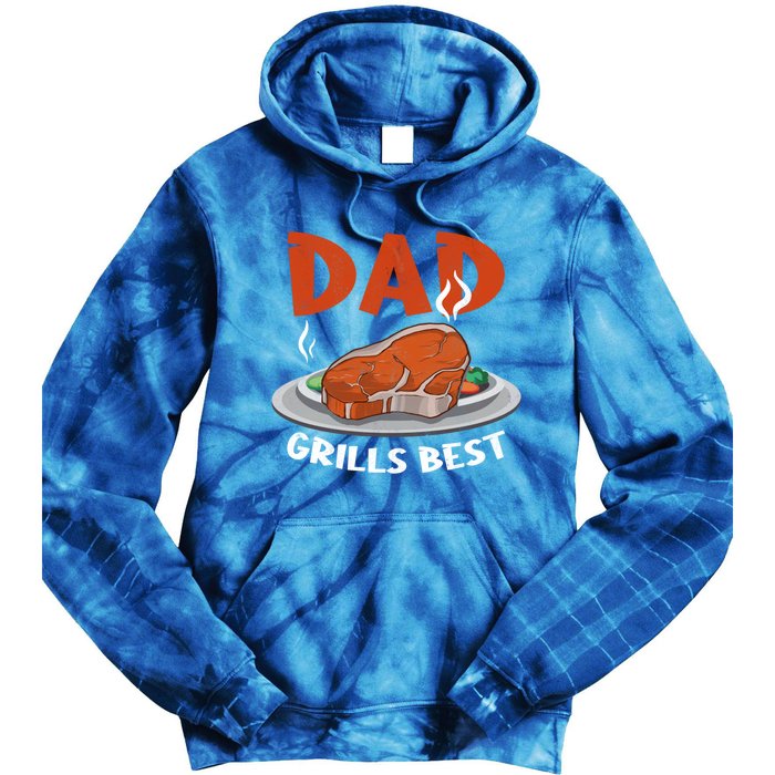 Dad Grills Best Steak Grilling Barbecue Fathers Day Bbq Gift Tie Dye Hoodie