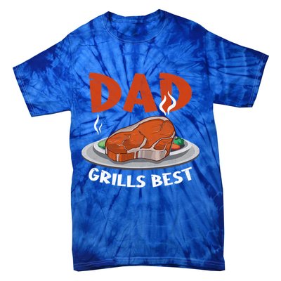 Dad Grills Best Steak Grilling Barbecue Fathers Day Bbq Gift Tie-Dye T-Shirt