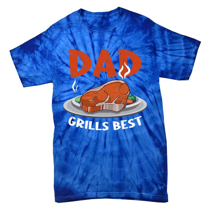 Dad Grills Best Steak Grilling Barbecue Fathers Day Bbq Gift Tie-Dye T-Shirt