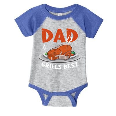 Dad Grills Best Steak Grilling Barbecue Fathers Day Bbq Gift Infant Baby Jersey Bodysuit