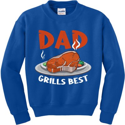 Dad Grills Best Steak Grilling Barbecue Fathers Day Bbq Gift Kids Sweatshirt
