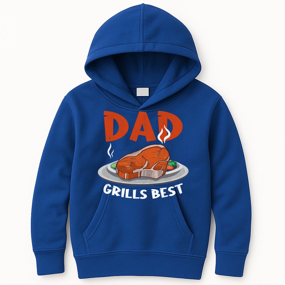 Dad Grills Best Steak Grilling Barbecue Fathers Day Bbq Gift Kids Hoodie