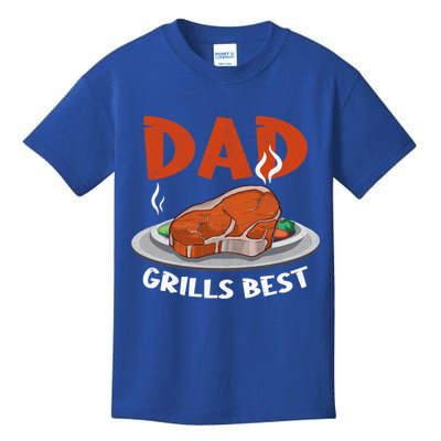 Dad Grills Best Steak Grilling Barbecue Fathers Day Bbq Gift Kids T-Shirt