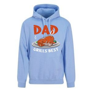 Dad Grills Best Steak Grilling Barbecue Fathers Day Bbq Gift Unisex Surf Hoodie