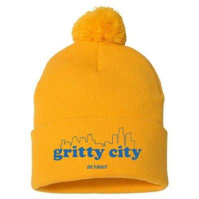 Detroit Gritty City Pom Pom 12in Knit Beanie