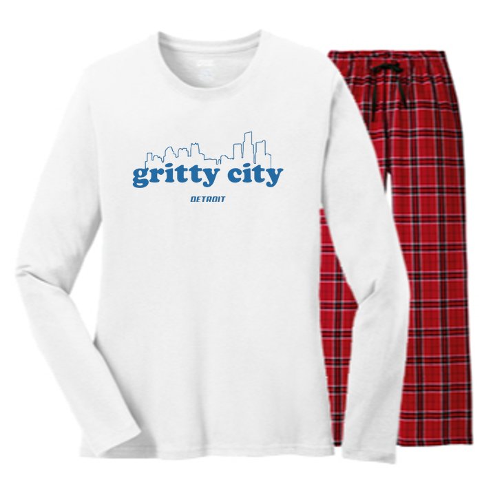 Detroit Gritty City Women's Long Sleeve Flannel Pajama Set 