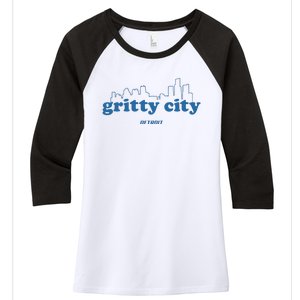 Detroit Gritty City Women's Tri-Blend 3/4-Sleeve Raglan Shirt