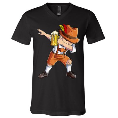 Dabbing German Clothes Oktoberfest Lederhosen Men Prost Beer V-Neck T-Shirt