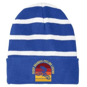 Daddy Grandpa Cycling Legend Gift Striped Beanie with Solid Band