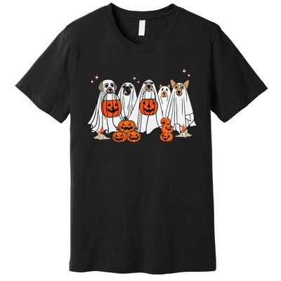 Dog Ghost Cute Dog Dressed As Ghost Funny Halloween Dog Premium T-Shirt