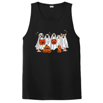 Dog Ghost Cute Dog Dressed As Ghost Funny Halloween Dog PosiCharge Competitor Tank