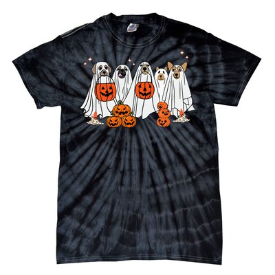 Dog Ghost Cute Dog Dressed As Ghost Funny Halloween Dog Tie-Dye T-Shirt