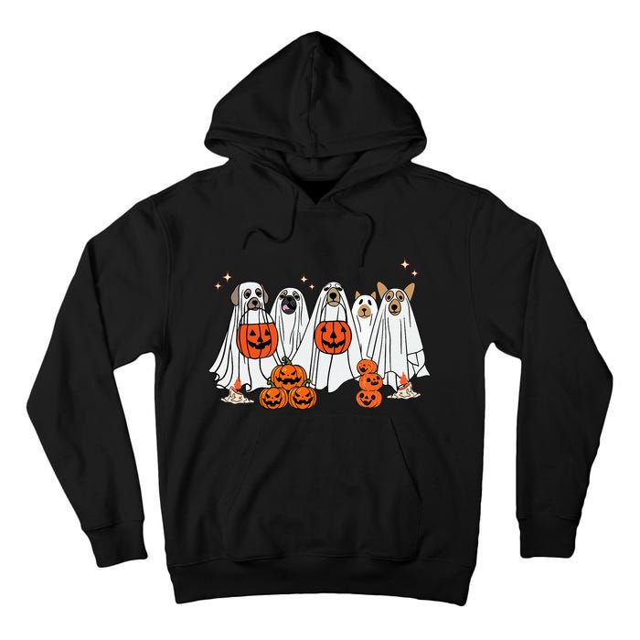 Dog Ghost Cute Dog Dressed As Ghost Funny Halloween Dog Tall Hoodie