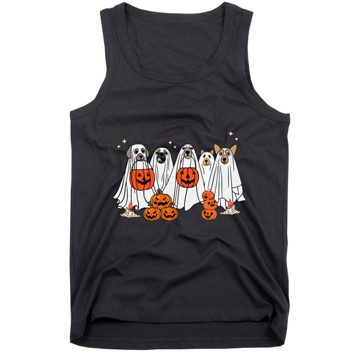 Dog Ghost Cute Dog Dressed As Ghost Funny Halloween Dog Tank Top