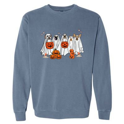 Dog Ghost Cute Dog Dressed As Ghost Funny Halloween Dog Garment-Dyed Sweatshirt