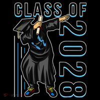 Dabbing Graduation Class Of 2028 Stripe Pom Pom Beanie