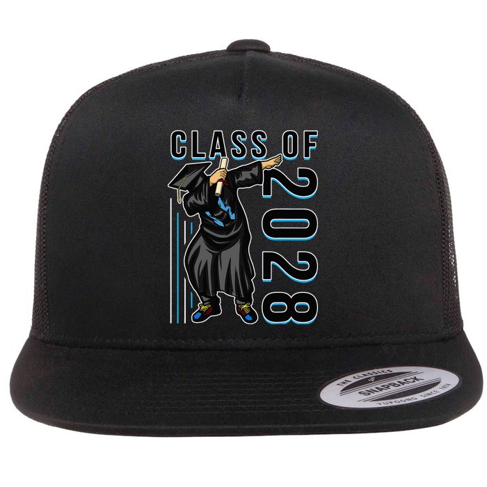 Dabbing Graduation Class Of 2028 Flat Bill Trucker Hat