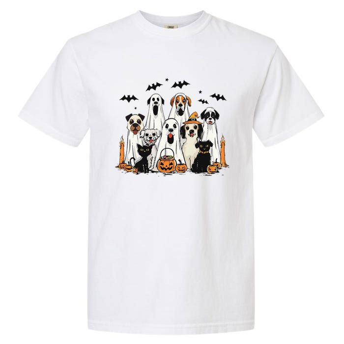 Dog Ghost Cute Dog Dressed As Ghost Funny Halloween Dog Garment-Dyed Heavyweight T-Shirt