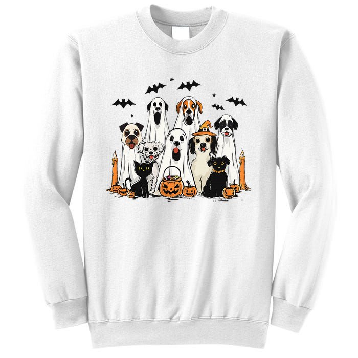 Dog Ghost Cute Dog Dressed As Ghost Funny Halloween Dog Sweatshirt