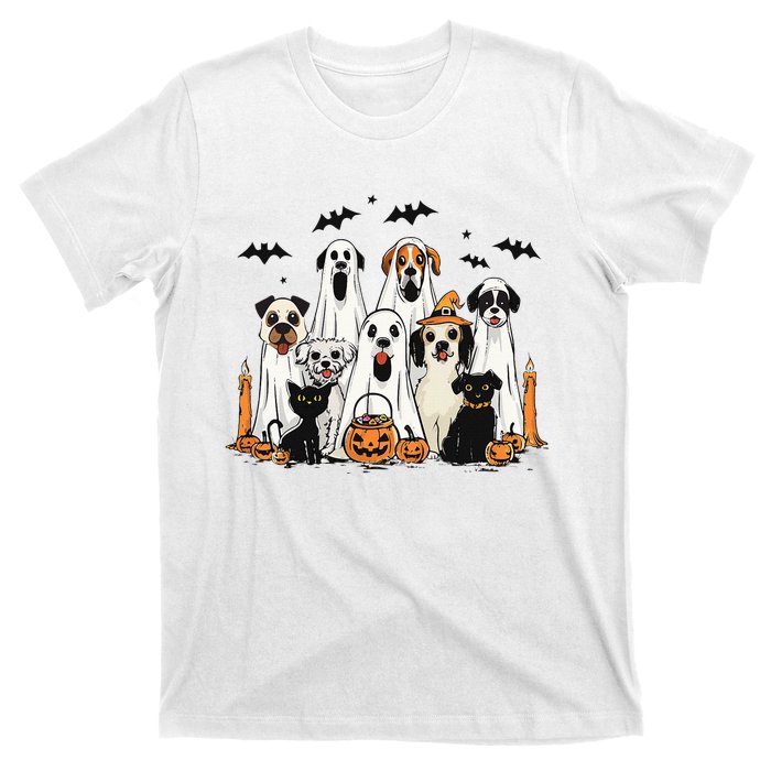 Dog Ghost Cute Dog Dressed As Ghost Funny Halloween Dog T-Shirt