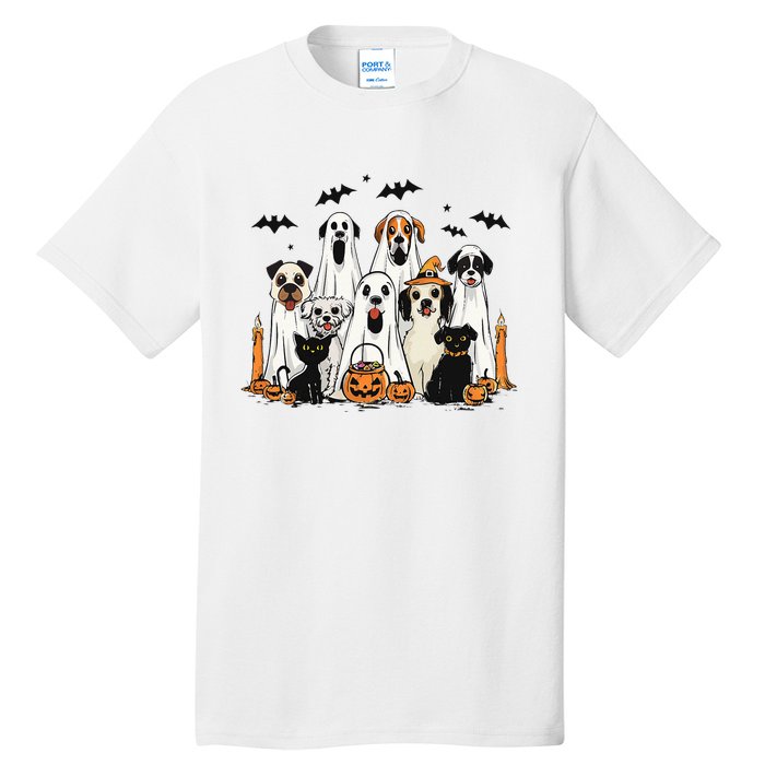 Dog Ghost Cute Dog Dressed As Ghost Funny Halloween Dog Tall T-Shirt