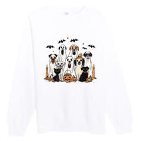 Dog Ghost Cute Dog Dressed As Ghost Funny Halloween Dog Premium Crewneck Sweatshirt