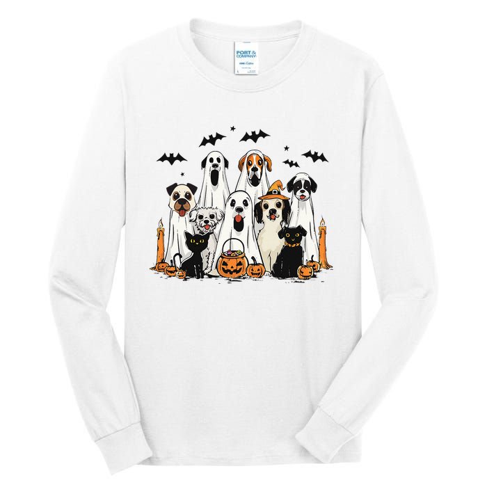 Dog Ghost Cute Dog Dressed As Ghost Funny Halloween Dog Tall Long Sleeve T-Shirt