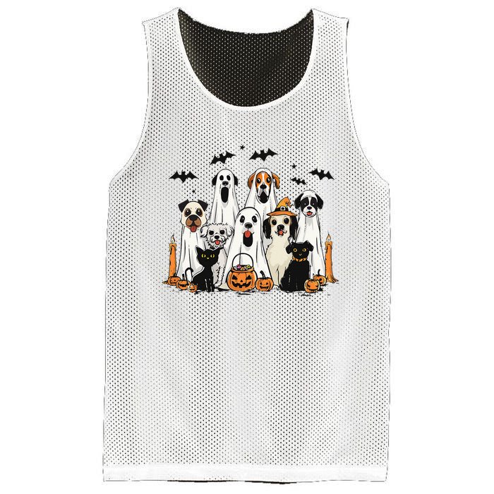 Dog Ghost Cute Dog Dressed As Ghost Funny Halloween Dog Mesh Reversible Basketball Jersey Tank