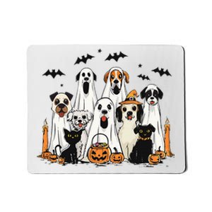 Dog Ghost Cute Dog Dressed As Ghost Funny Halloween Dog Mousepad