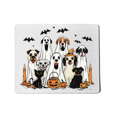 Dog Ghost Cute Dog Dressed As Ghost Funny Halloween Dog Mousepad