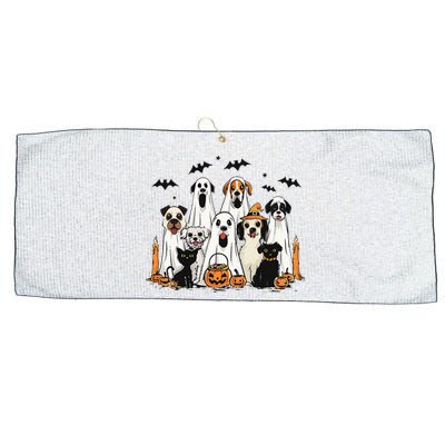 Dog Ghost Cute Dog Dressed As Ghost Funny Halloween Dog Large Microfiber Waffle Golf Towel