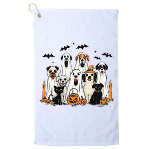 Dog Ghost Cute Dog Dressed As Ghost Funny Halloween Dog Platinum Collection Golf Towel