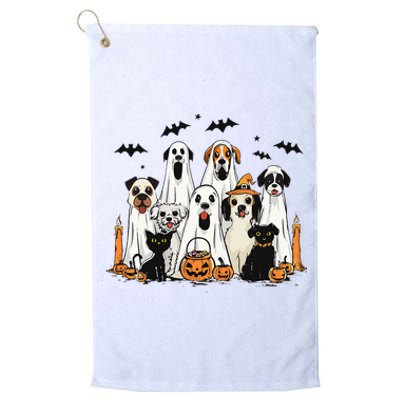 Dog Ghost Cute Dog Dressed As Ghost Funny Halloween Dog Platinum Collection Golf Towel