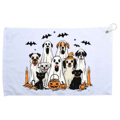 Dog Ghost Cute Dog Dressed As Ghost Funny Halloween Dog Grommeted Golf Towel