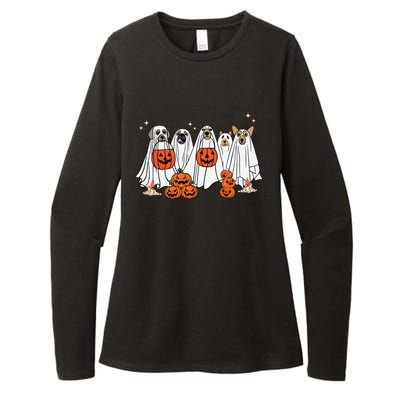 Dog Ghost Cute Dog Dressed As Ghost Funny Halloween Dog Womens CVC Long Sleeve Shirt