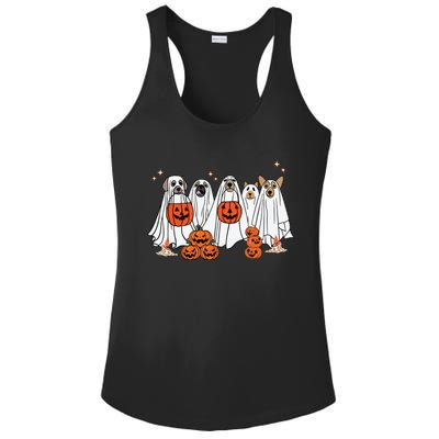 Dog Ghost Cute Dog Dressed As Ghost Funny Halloween Dog Ladies PosiCharge Competitor Racerback Tank