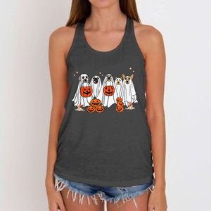 Dog Ghost Cute Dog Dressed As Ghost Funny Halloween Dog Women's Knotted Racerback Tank