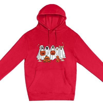 Dog Ghost Cute Dog Dressed As Ghost Funny Halloween Dog Premium Pullover Hoodie