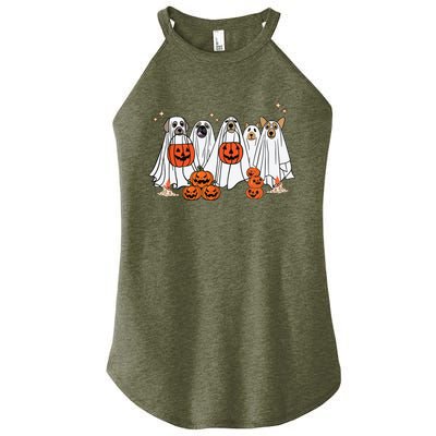 Dog Ghost Cute Dog Dressed As Ghost Funny Halloween Dog Women's Perfect Tri Rocker Tank