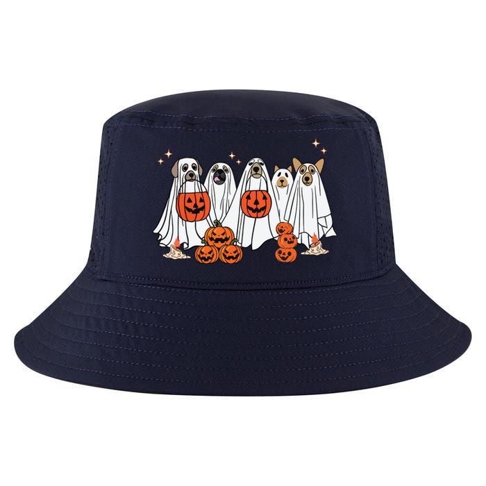 Dog Ghost Cute Dog Dressed As Ghost Funny Halloween Dog Cool Comfort Performance Bucket Hat