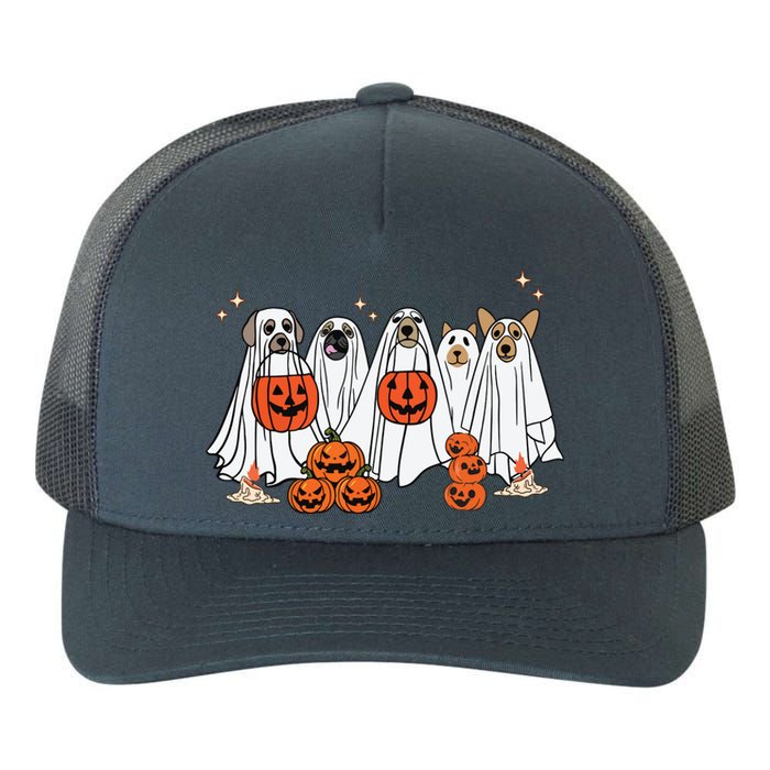 Dog Ghost Cute Dog Dressed As Ghost Funny Halloween Dog Yupoong Adult 5-Panel Trucker Hat